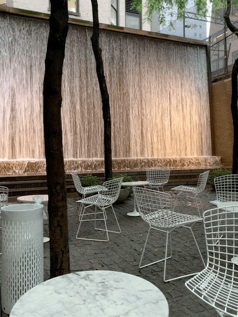 Читаю Эдичку в Paley Park, Manhattan, на 53-ей улице; 2021.